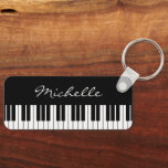 Custom black and white piano keys metal keychain<br><div class="desc">Custom black and white piano keys metal keychain. Rectangular key chains with keyboard print. Add your own name,  business name,  company slogan,  quote,  monogram etc. Elegant Birthday gift idea for piano players,  musician,  pianist,  music teacher,  students,  kids,  artist etc. Double sided print.</div>