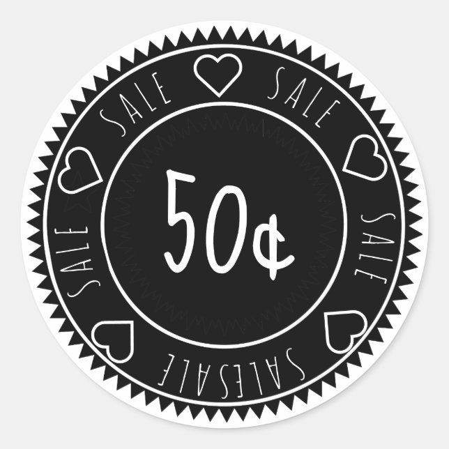 Custom Black and White Sale Price  Classic Round Sticker (Front)
