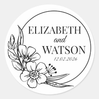 Custom Black and White Wedding Create Your Own DIY Classic Round Sticker