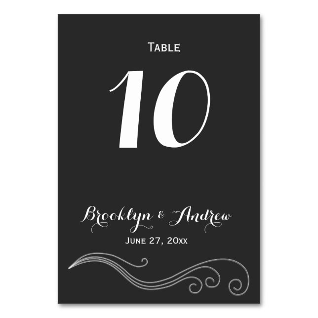 Custom Black And White Wedding Table Numbers (Front)