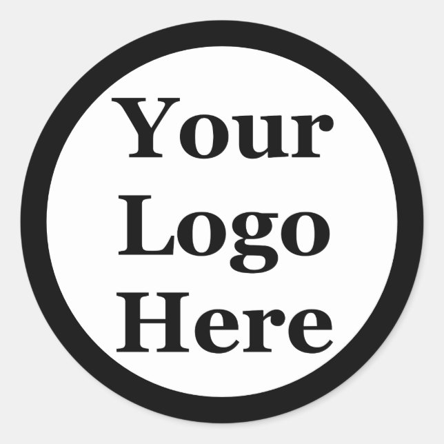 Custom Black and White Your Logo Here Classic Round Sticker (Front)