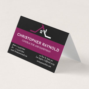 Custom Black and Wine Home Building Construction Business Card