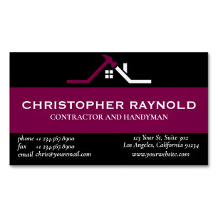 Custom Black and Wine Home Building Construction Magnetic Business Card