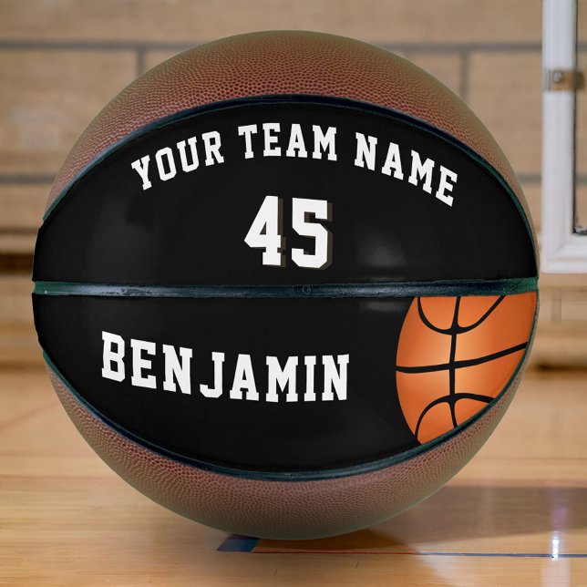 Custom Black Basketball with Team Name Number (Creator Uploaded)