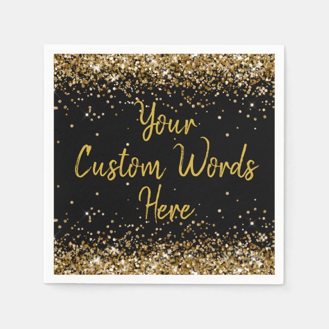 Custom Black Birthday Party Anniversary Graduation Napkin (Front)