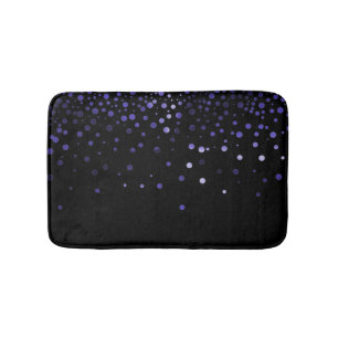 Custom Black Blue Glitter Confetti Personalised Bath Mat