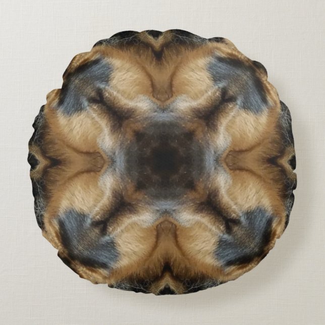 Custom Black Brown Designed Round Pillow (Front)
