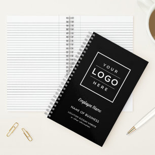 Custom Black Business Logo and Employee Name Notebook