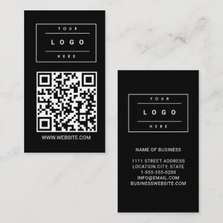 Custom Black Business Logo and Website QR Code Card