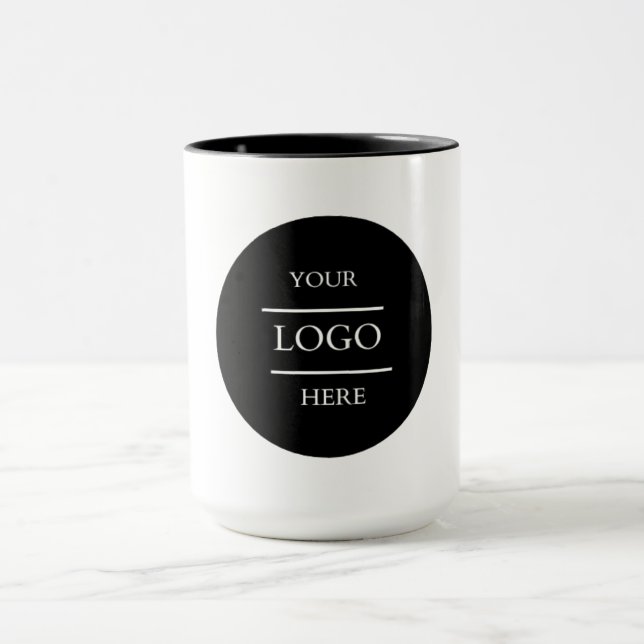 Custom Black Business Logo Branded Coffee Mug (Center)