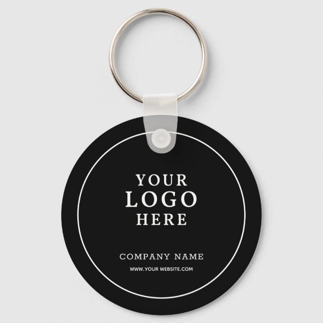 Custom Black Business Logo Qr Code Promotional   Key Ring (Front)