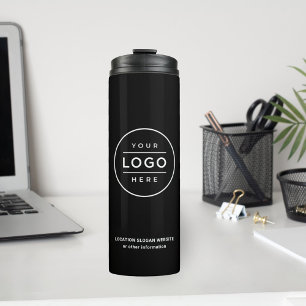 Custom Black Business Name and Logo Thermal Tumbler