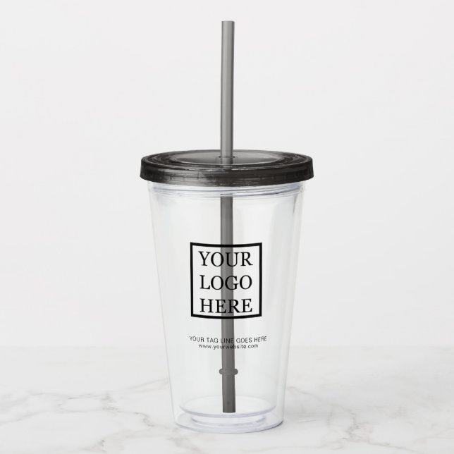 Custom Black Business Promotional Logo Acrylic Tumbler (Front)