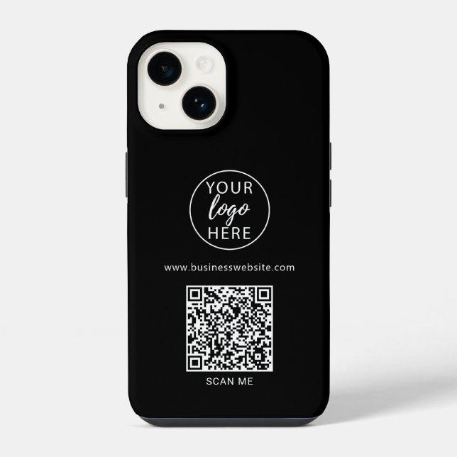 Custom Black Business QR Code iPhone Case (Back)