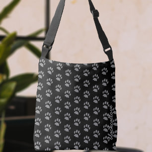 Custom Black Cat Paw Print Pet Tote Bag