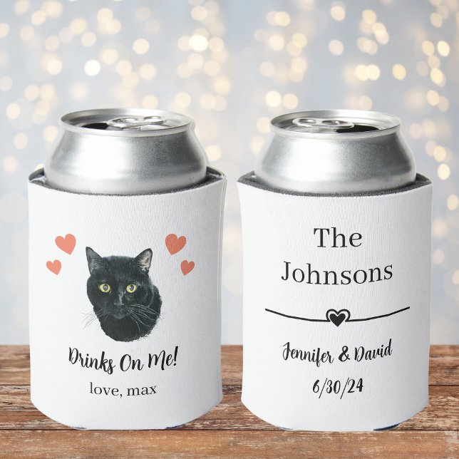 Custom Black Cat Pet Wedding Can Cooler (Creator Uploaded)