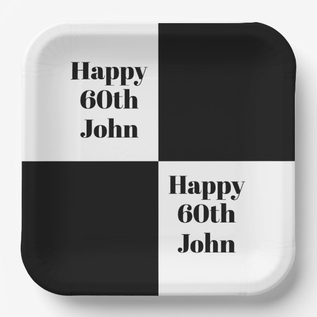 Custom Black Chequered  Paper Plate (Front)