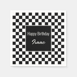 Custom Black Chequered Paper Plates Napkin