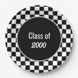 Custom Black Chequered Reunion Paper Plate