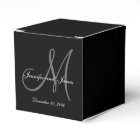 Custom Black Coloured Monogram Wedding Favour Box