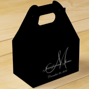 Custom Black Coloured Monogram Wedding Favour Box