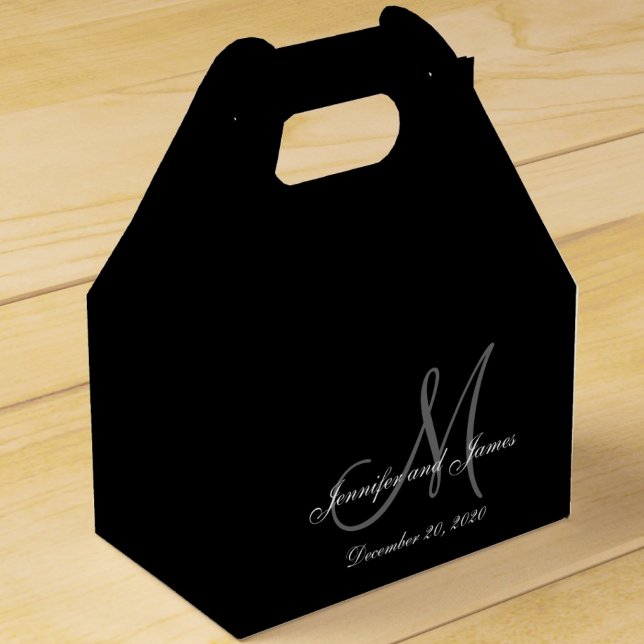 Custom Black Coloured Monogram Wedding Favour Box (Creator Uploaded)