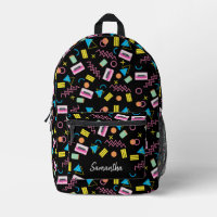Custom Black Colourful Eighties 80's Retro Pattern