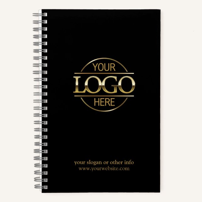Custom Black Company Business Logo Promotional Notebook (Front)