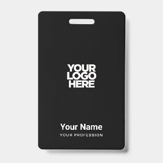 Custom Black Company Logo Name Title Bar Code ID Badge