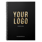 Custom Black Company Logo Promotional Notebook