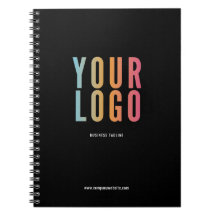 Custom Black Company Logo Promotional Notebook