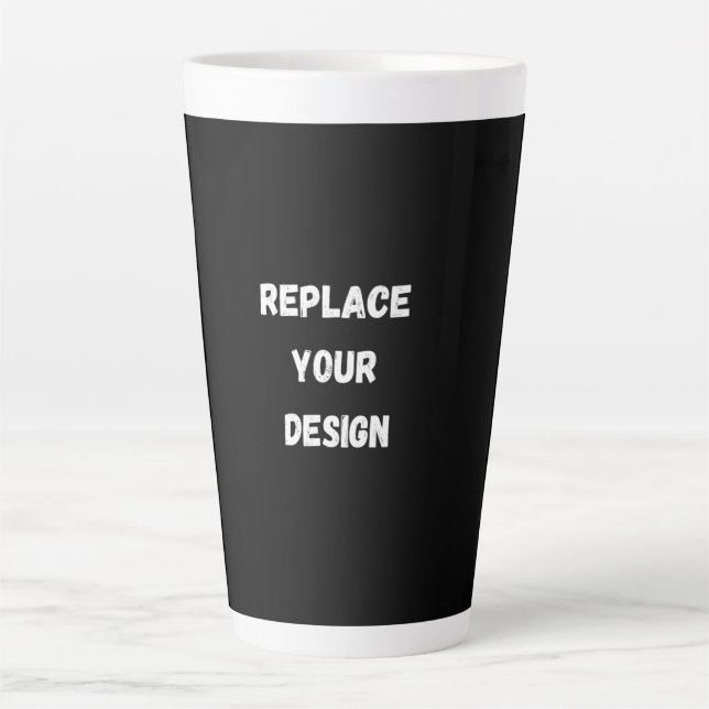 Custom Black Design Add Photo or Text Latte Mug (Front)
