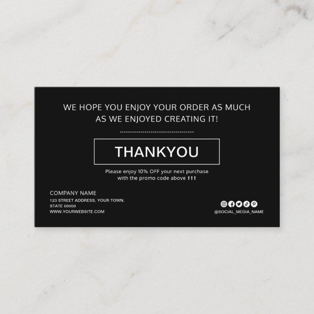 Custom Black Discount Thank You Business Logo (Front)
