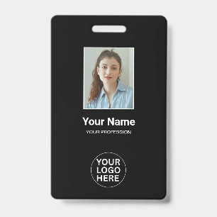 Custom Black Employee Photo ID Logo Name Badge