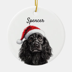 Custom Black English Cocker Spaniel Ceramic Tree Decoration