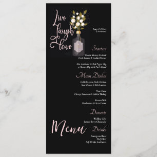 Custom Black Floral Wedding Menu with Quote