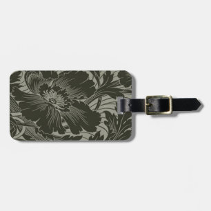 Custom Black Flower Line Art Luggage Tag