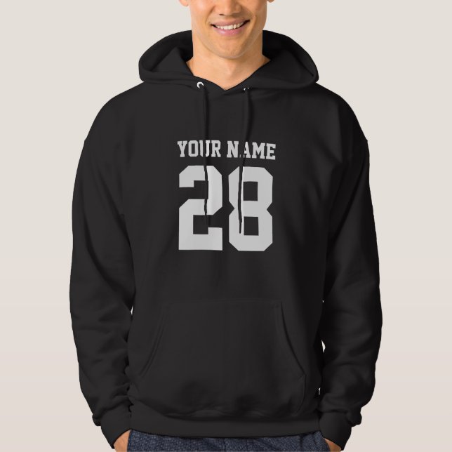 Custom black football jersey number hoodie for men (Front)