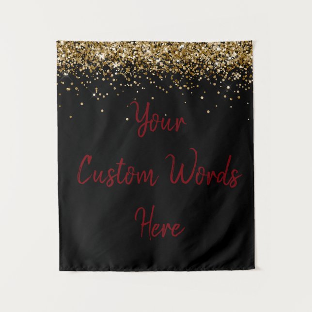 Custom Black & Garnet Personalised Photobooth Prop Tapestry (Front)