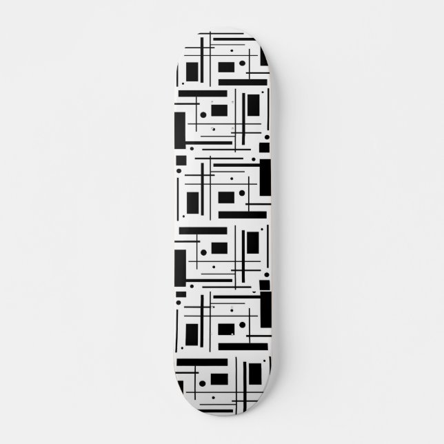 Custom Black Geometric Shapes Skateboard (Front)