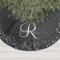 Custom Black Glitter Sparkle Monogram
