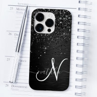 Custom Black Glitter Sparkle Monogram