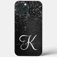 Custom Black Glitter Sparkle Monogram