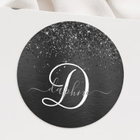 Custom Black Glitter Sparkle Monogram