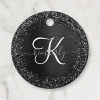 Custom Black Glitter Sparkle Monogram