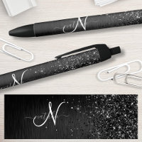 Custom Black Glitter Sparkle Monogram