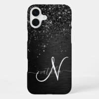 Custom Black Glitter Sparkle Monogram