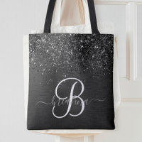 Custom Black Glitter Sparkle Monogram