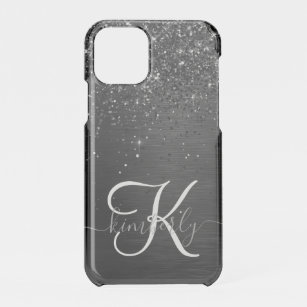 Custom Black Glitter Sparkle Monogram iPhone 11 Pro Case