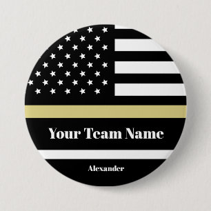 Custom Black & Gold American Flag with Team Name 7.5 Cm Round Badge